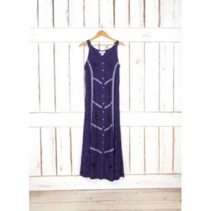 Vintage purple embroidered floral maxi dress